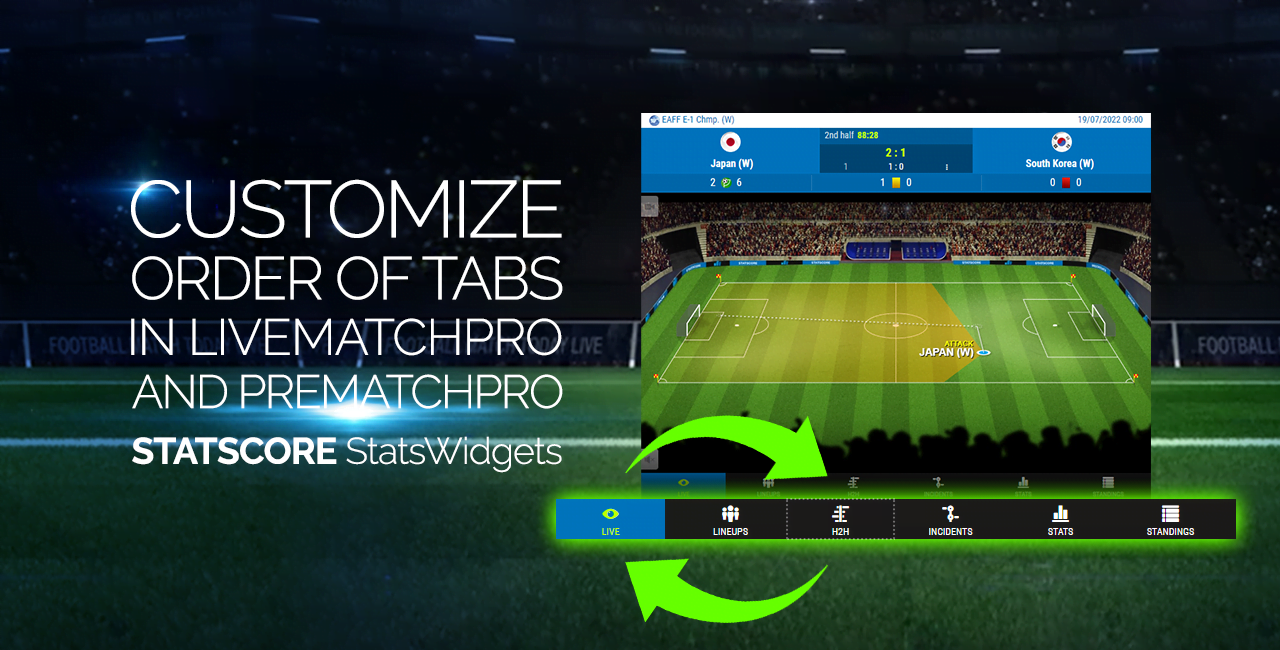 STATSCORE’s LivematchPro and PrematchPro get even more customizable. Now you can change order of their tabs!