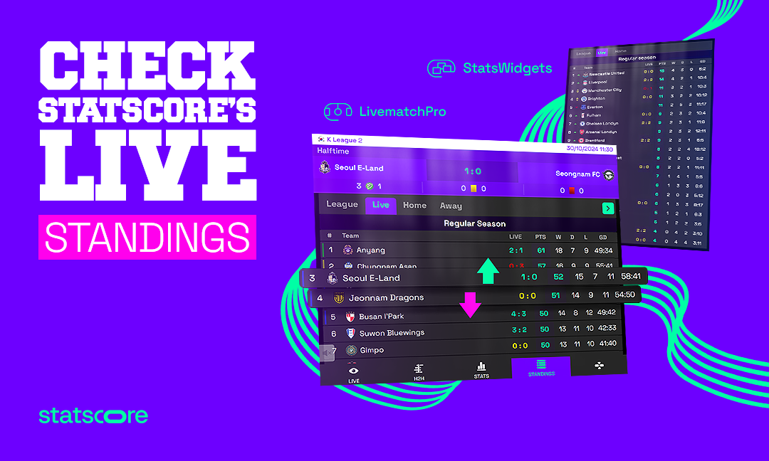 STATSCORE’s live Standings – check out our refreshed sports tables